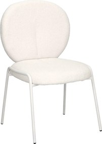 Krzesło do jadalni bez podłokietników Bianco, tkanina boucle