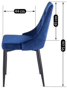 Krzesło Tapicerowane do Salonu CORK Granatowe Welurowe Nowoczesne Loft