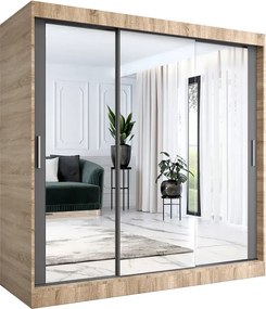Szafa przesuwna z lustrem dąb sonoma + antracyt 200 cm D6-D82