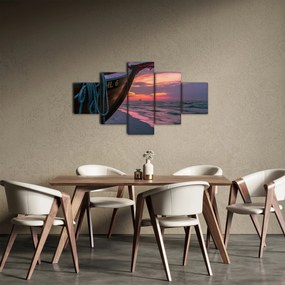 Obraz łodzi na brzegu (125x70 cm)