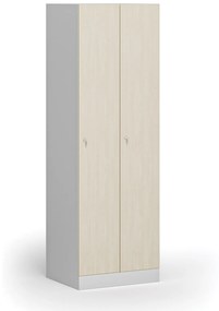 Szafka ubraniowa, 2-drzwiowa, 1850 x 600 x 500 mm, zamek cylindryczny, drzwi laminowane, brzoza