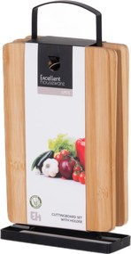 Deski do krojenia bambusowe, 6 sztuk na stojaku