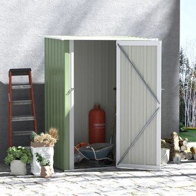Outsunny Domek Narzędziowy Szopa Ogrodowa z Drzwiami Stal Zielony 142x84x189cm | Aosom PL