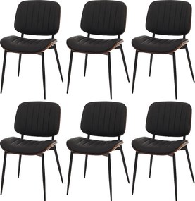 Krzesło do jadalni MCW-O44 (zestaw 6 sztuk),  orzechowy wygląd, czarne