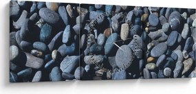 Obraz kamyków z plaży (z zegarem) (90x30 cm)