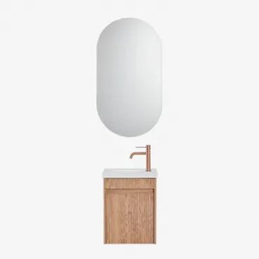 Zestaw Wiszących Mebli Łazienkowych Zintegrowany Z Umywalką Narek Popielaty Brąz & Owalny Z Miejscem Do - Sklum