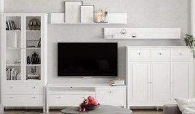 Biały zestaw mebli z witryną do salonu T7-B04