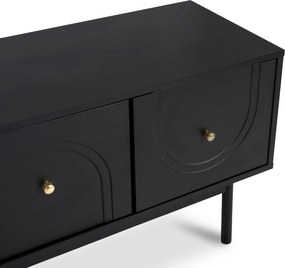 Szafka RTV w stylu glamour Marlen 155 cm, kolor czarny