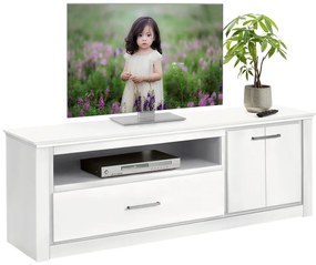 Biała szafka pod TV z drewna sosnowego 160x55 cm Celia – Støraa
