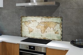 Szklany Panel Historyczna Mapa z Efektem Nadpalenia