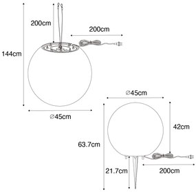 Zewnetrzna Inteligentna lampa zewnętrzna szara 45 cm IP44 z LED - Nura Nowoczesny Oswietlenie zewnetrzne