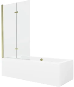 Mexen Cube wanna prostokątna 170 x 80 cm z obudową i parawanem 2-skrzydłowym 100 cm, transparent, złoty - 550517080X9210025000