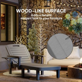 Outsunny Leżak ogrodowy z stolikiem bocznym wygląd drewna leżak z 5-stopniową regulacją oparcia ciemnoszary | Aosom PL