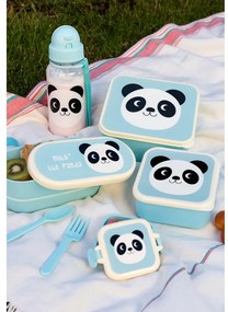 Niebieska butelka dziecięca ze słomką Rex London Miko The Panda, 500 ml