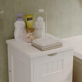 Szafka łazienkowa wąska słupek regał biały z szufladami półka skandynawski