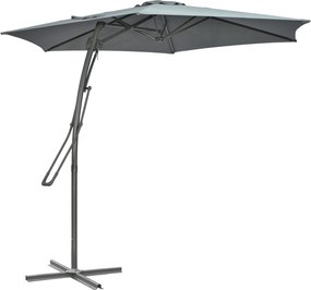 Outsunny Wiszący parasol Ø293 cm z bocznym uchwytem, krzyżową podstawą, wiatroodporny, wodoodporny, ciemnoszary | Aosom PL