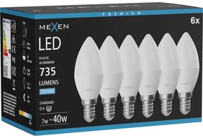 Mexen Nova 6x żarówka LED E14, C37, 7W, Zimna - 6500K, 735 lm - L102-E14-0765-01x06