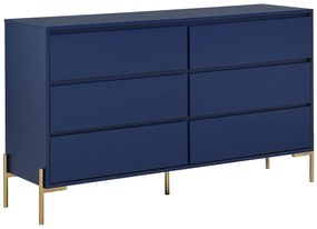 Konsola z 6 szufladami - MDF i metal - Lakierowany na niebiesko i złoty - KORASA by Pascal Morabito