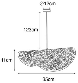 Orientalna lampa wisząca czarna ze złotem 35 cm - JapkeKolonialny Oswietlenie wewnetrzne