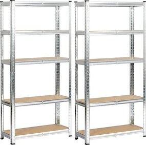 2x REGAŁ METALOWY 70x30x154 SREBRNY