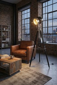 Czarna retro lampa podłogowa regulowana R4-A64