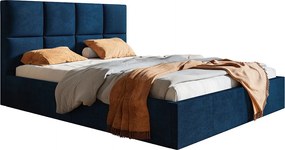 Emporius Fado łóżko 180x200 cm, tkanina aksamitna - łóżko z pojemnikiem na pościel i stelażem - niebieski (Kronos 09)
