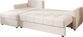 PROMOCJA Rozkładany dwustronny narożnik L VENORIA 220x143 cm, kremowy + 2 poduszki GRATIS II gatunek