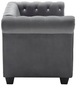 Aksamitna sofa w stylu Chesterfield Charlotte 2Q - szara