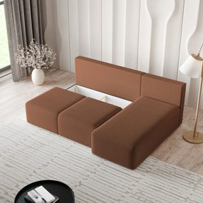 Masseno Narożnik TRAMA z funkcją spania i pojemnikiem na pościel Narozniki L, Rozkładana sofa - Miedziany, QUELLE 54