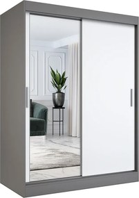 Szafa 150x200 przesuwna z lustrem antracyt + biały L5-F53