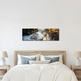 Obraz - Strumień leśny (z zegarem) (90x30 cm)