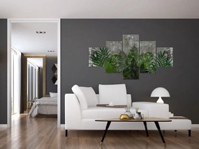 Obraz - Betonowa ściana z roślinami (125x70 cm)