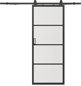 Drzwi przesuwne naścienne - aluminium i matowe szkło hartowane - wys. 205 x szer. 93 cm - SINCA II