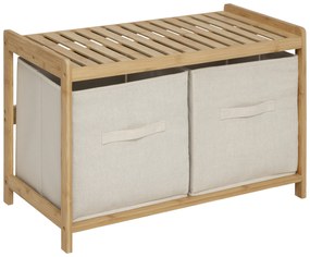 Ławka do łazienki TIDY BOX, 2 pojemniki do przechowywania, 66,8 x 44 x 35 cm