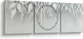 Obraz - Arkusze z plastiku (z zegarem) (90x30 cm)