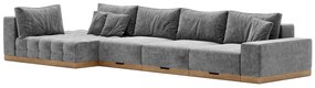 Rozkładana sofa narożna Morani, drewno dębowe, 420x150x71cm
