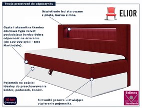 Czerwone łóżko kontynentalne z pojemnikiem 3 rozmiary A8-D39