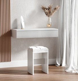 Biały taboret z welurowym siedziskiem N4-Z42