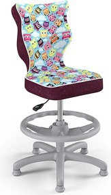 Krzesło dziecięce z wzorami i podnóżkiem Petit Grey rozmiar 3 (119-142 cm)