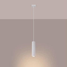 Lampa wisząca minimalistyczny Gloow, aluminium - 1 źródło światła 3000K - L.8 x H.118 cm - biały