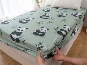 PrzytulneMieszkanie.pl Prześcieradło z mikrofibry PANDA RELAX miętowe 90x200 cm