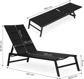 Leżak ogrodowy z regulowanym oparciem Talvio, kolor czarny
