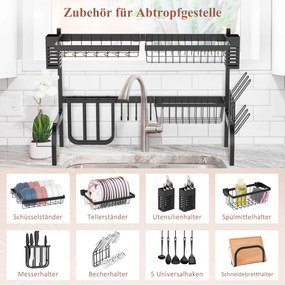 HOMCOM Suszarka do Naczyń, Modułowy Uchwyt na Naczynia z Metalu, Obciążenie do 26 kg, Czarny