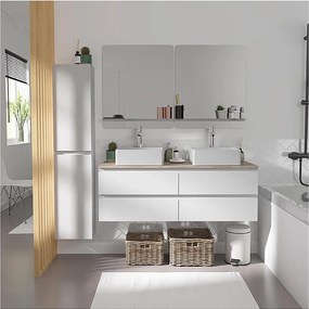 Sorrento 120 cm wisząca szafka pod umywalkę z podwójną umywalką i wysoką szafką