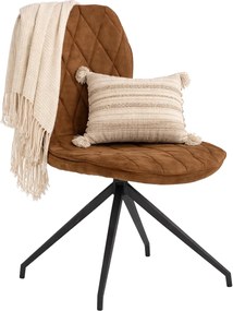 Brązowe tapicerowane metalowe krzesło industrialne L8-A67