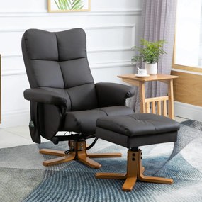 HOMCOM Fotel masujący z podnóżkiem nachylenie 145 stopni komfortowy relaks sztuczna skóra stylowy brązowy 80x86x99cm | Aosom PL