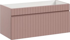 Ścienna szafka umywalkowa 100 cm z lamelami róż K7-F94