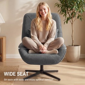 HOMCOM Obrotowy Fotel Akcentowy, Chenille, Wysokie Oparcie, Głębokie Siedzisko, Ciemnoszary | Aosom PL