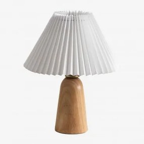Lampa Stołowa Z Drewna Jeremaia Biały - Brąz Drewna - Sklum