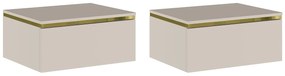 Zestaw 2 szafek nocnych wiszących z 1 szufladą - Beżowy i złoty - VUKIA marki Pascal Morabito